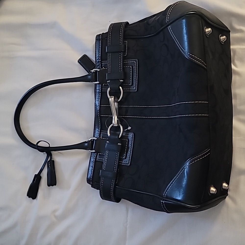Black coach Jacquard Hampton Shoulder Bag